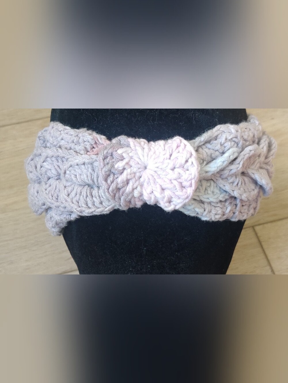 Hand-Crocheted Cotton Ear Warmer – Braided Texture – Lavender - Picture 5 of 5